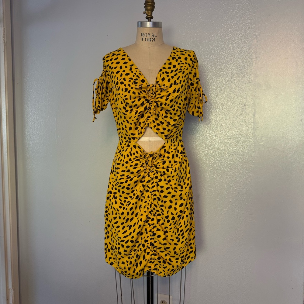 Signature8 Yellow Animal Print Mini Dress